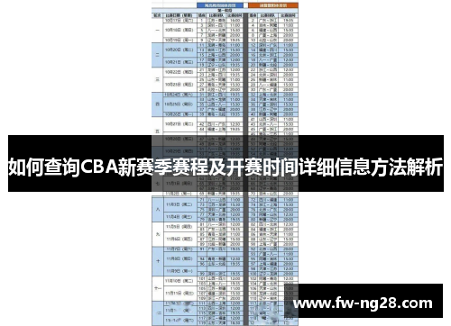 如何查询CBA新赛季赛程及开赛时间详细信息方法解析